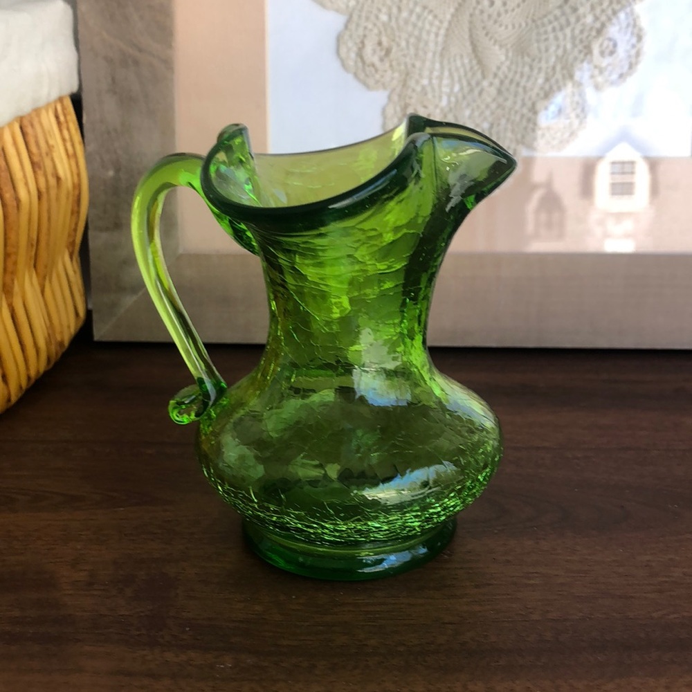 Vintage crackle glass pitcher